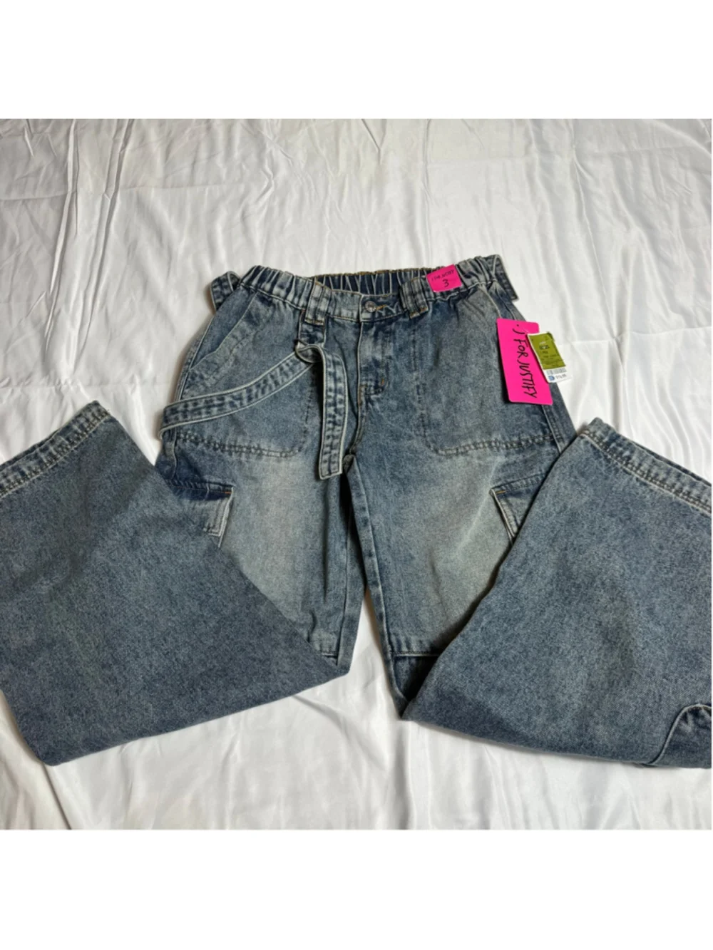 J For Justify Women's Wide Leg Cargo Jeans Size 3 Blue - Picture 2 of 7